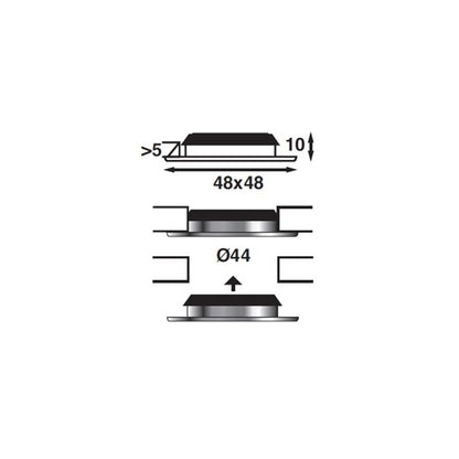 LED LAMPA VEGA 48 3 SMD SQUARE. BORSTAT STÅL